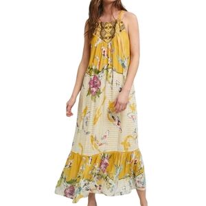 Womens Anthropologie Paradiso Halter Dress Maxi Whimsical Koi Print Terracotta S